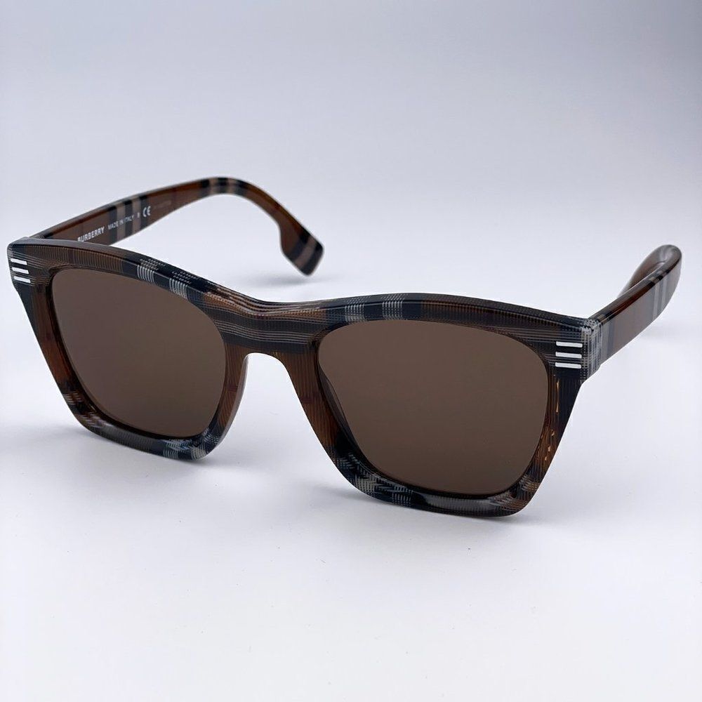 SALE! NEW Burberry BE4348 Cooper 396673 Brown Check Square Unisex Sunglasses - Picture 3 of 11